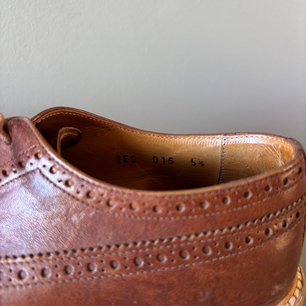 Prada Men's Brown Leather Wingtip Shoes with Striped Platform Sole - Picture 6 of 13